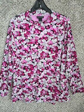 Lane Bryant Top Womens Plus 22/24 Purple Mesh Lined Mock Neck Blouse Ladies